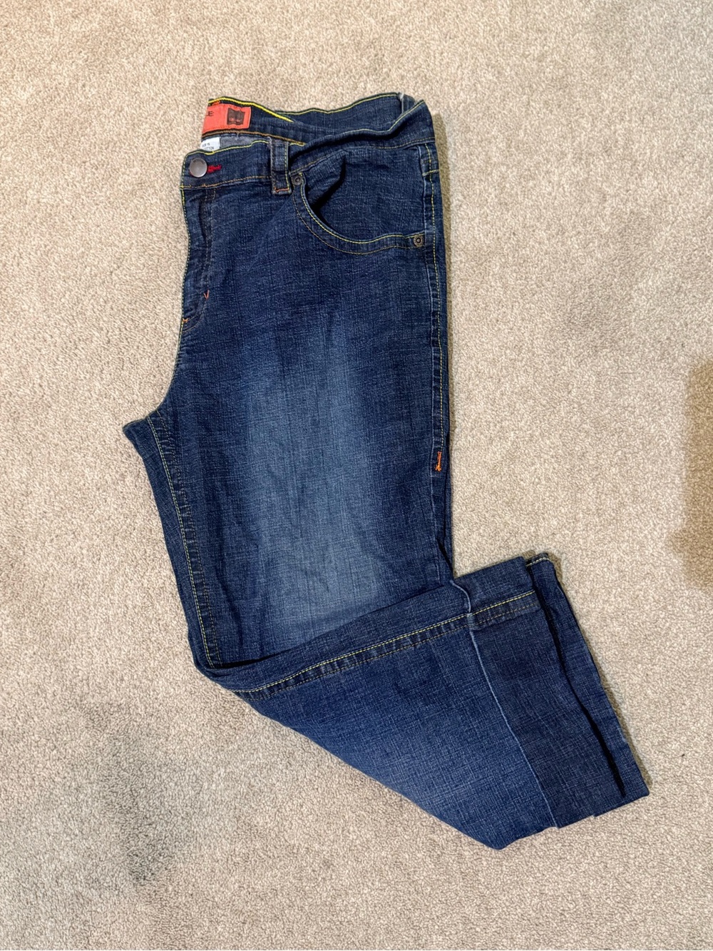 Mossimo Dark Wash Y2K Thick Stitch Cuffed Capri Jeans Size 15